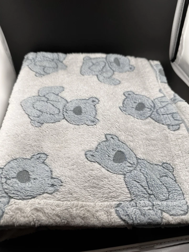 Manta de oso de peluche Stephan Baby blanca azul suave polar seguridad Lovey 30x40 LEER Foto 4 de 4