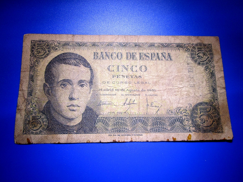 SPAIN 5 pesetas (five pesetas)  16 August 1951