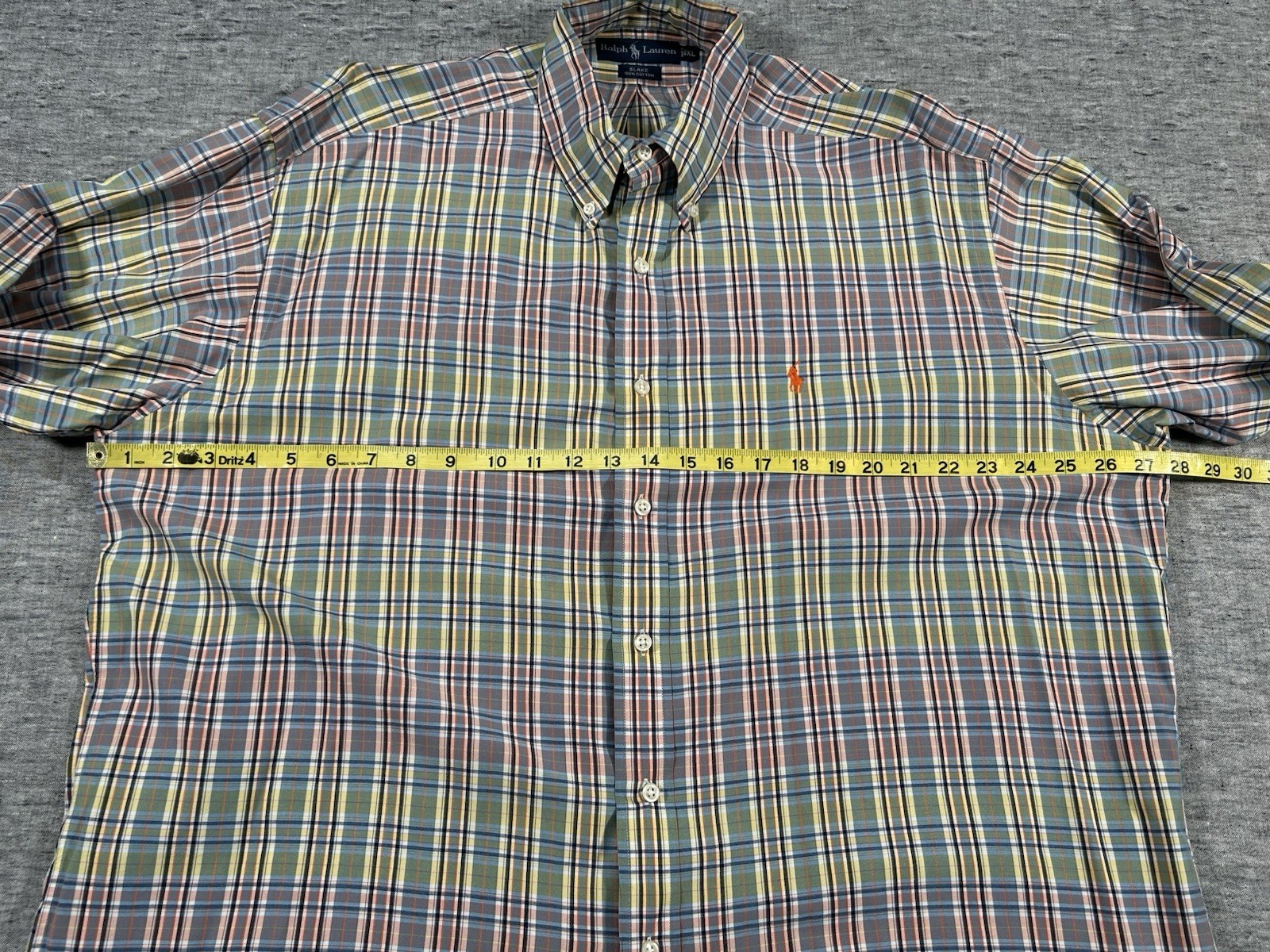 Ralph Lauren Blake Camicia Uomo Extra Large Multicolore Plaid Arancione Pony Logo