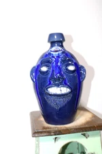 ( 3 EYED   ) randy tobias   face jug, pottery, folkart 13''x7'''