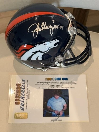 JOHN ELWAY Signed Autograph Auto Denver Broncos Mini Helmet COA