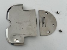 ANTIQUE WHITE ROTARY SEWING MACHINE NEEDLE PLATE, SCREWS & SLIDE PLATE, VGC
