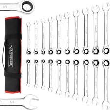 20-piece Ratcheting Combination Wrench Set Metric 6-18mm Sae 14-34 Usa Fast