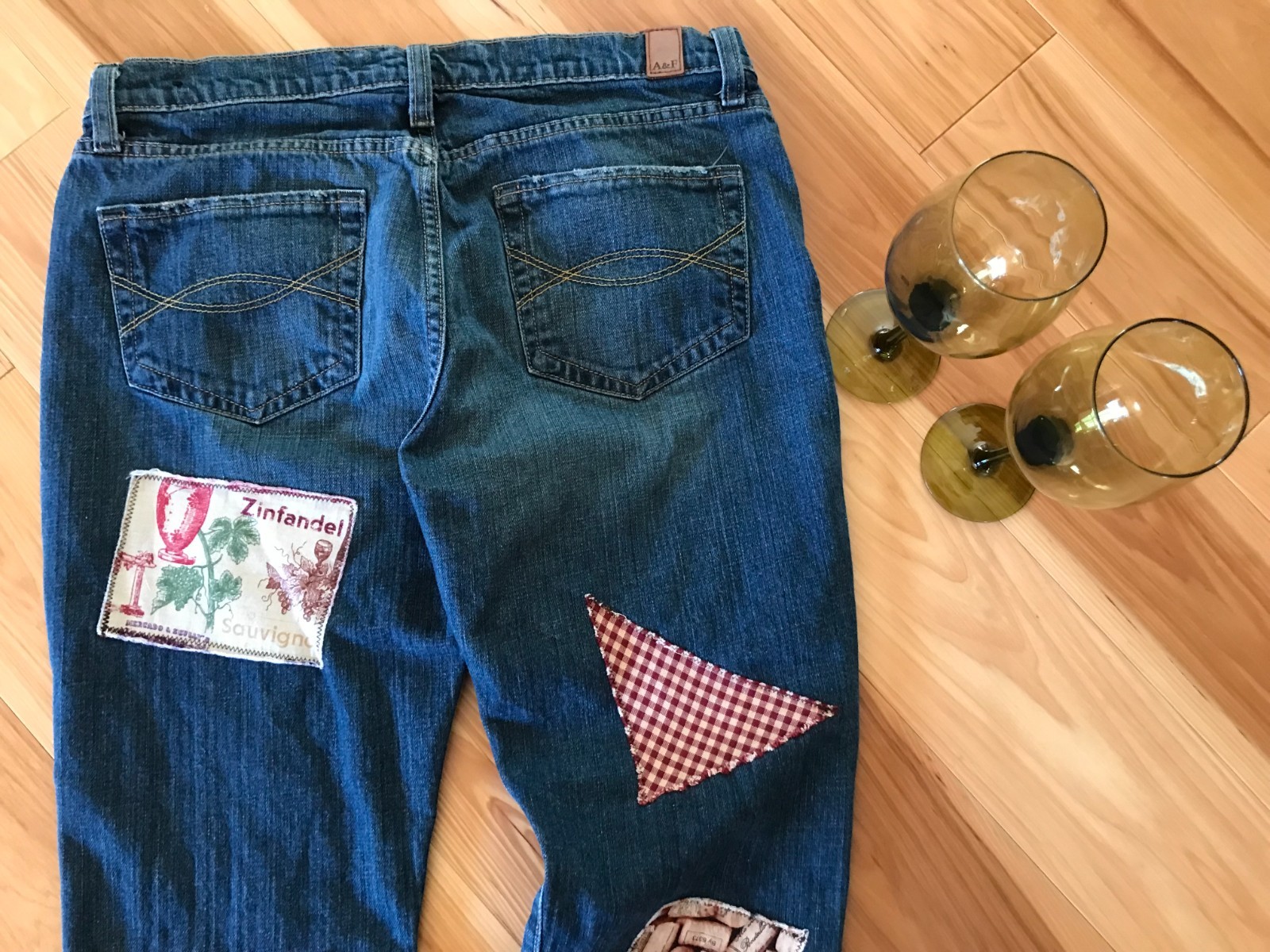 Upcycled Patchwork Jeans, Size 6 Short: Handmade … - image 5