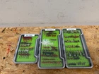FLY TROUT FISHING TACKLE - 3 x SINGLE SIDED FLY BOXES + 181 DRY FLIES