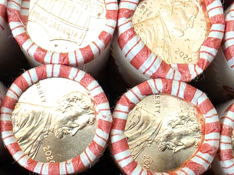 (5) 2020-P Lincoln Shield Cent Penny 50 Coin Rolls Uncirculated Bank Wrapped 