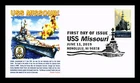 DR JIM STAMPS US COVER USS MISSOURI NAVAL BATTLESHIP FDC PANDA CACHET