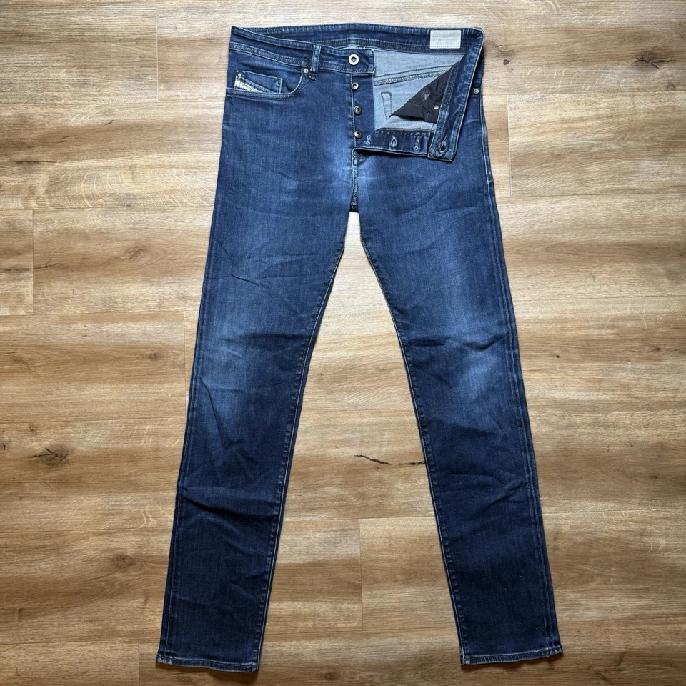 Diesel Jeans Men 32x34 Blue Buster Slim Tapered Leg Stretch Faded Modern 0607A - Image 2 of 4