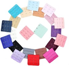 15 Pcs Assorted Colors Women 3 Hooks 3 Rows Spacing Bra Extender Strap