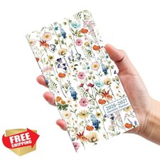 Pocket Calendar 2026-2027, 2 Year Monthly Planner, 6.5"x3.5" Wildflowers