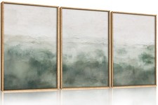 Large Abstract Sage Green Framed Canvas Wall Art,Neutral White and Grey Wall ...