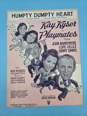 Vtg Sheet Music Humpty Dumpty Heart 1941 Kay Kyser Playmates Burke Van Huesen