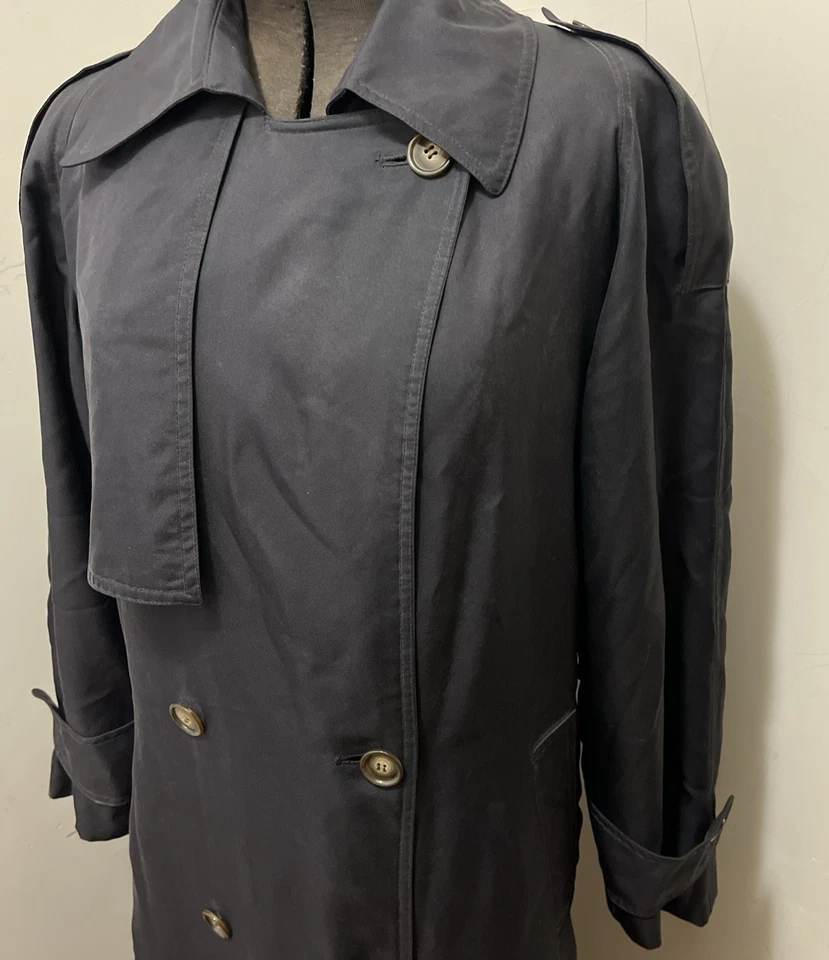 Винтажный Count Romi черный 100% шелк Тренч осени размер 4 - Изображение 3 из 4