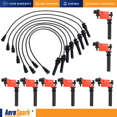 8 Energy Ignition Coils & Wireset for 03-05 Dodge Ram 1500 2500 3500 V8 UF378