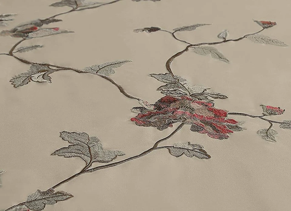 Juego de 4 cortinas de ventana bordadas florales Chezmoi Collection Vienna Foto 3 de 3