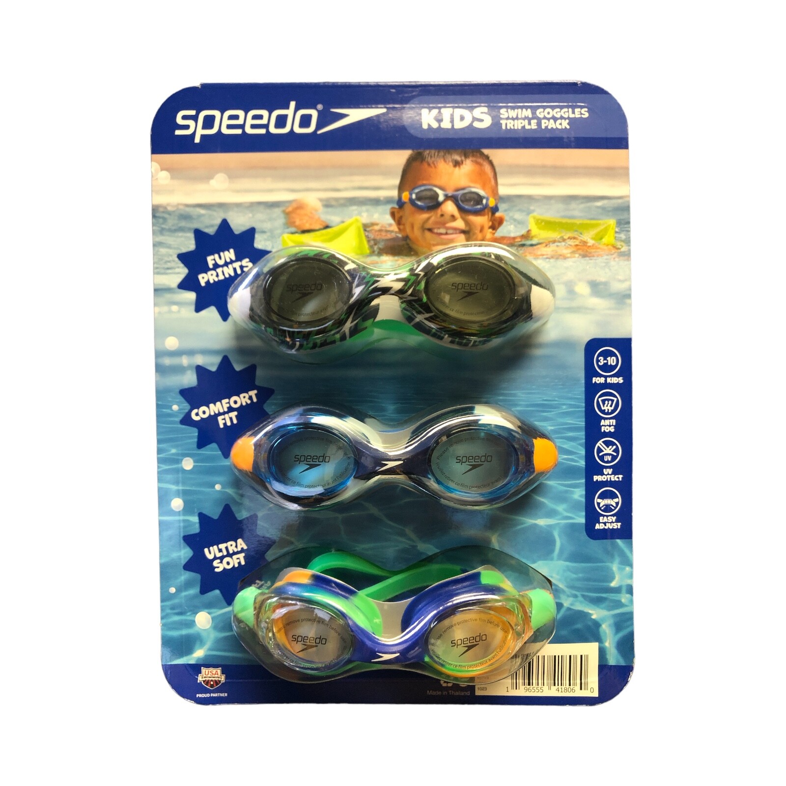 Очки для плавания Speedo Kids Triple Pack для детей в возрасте от 3 до 10 лет (разных цветов)