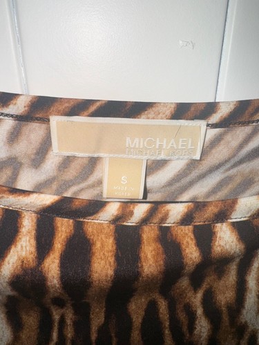 Vestido para mujer Michael Kors marrón negro manga larga estampado de tigre - talla pequeña - Imagen 4 de 4