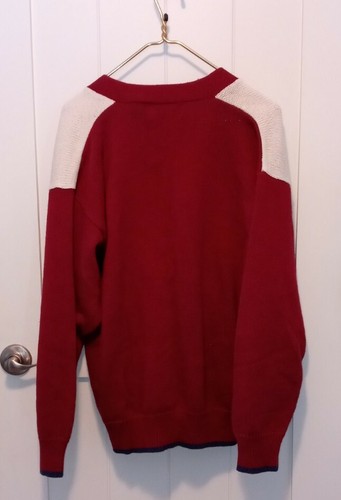 Vintage Unique Men's Par Four Size Large Red Golf Theme Cardigan - Picture 4 of 7