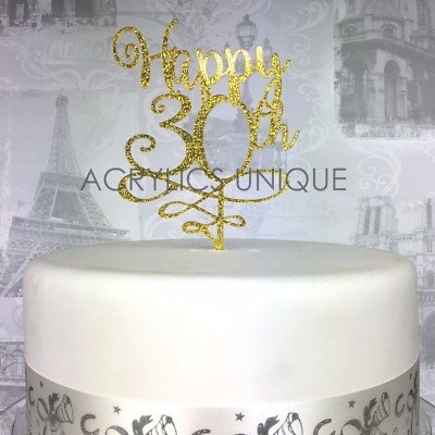 30. Geburtstag Tortenaufleger 30 Acryl maßgeschneidert Alter 18 21 25 40 50 60 80 90