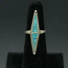 CRUSHED BLUE TURQUOISE MEXICAN VINTAGE 925 STERLING SILVER WOMEN'S RING SIZE 5.5