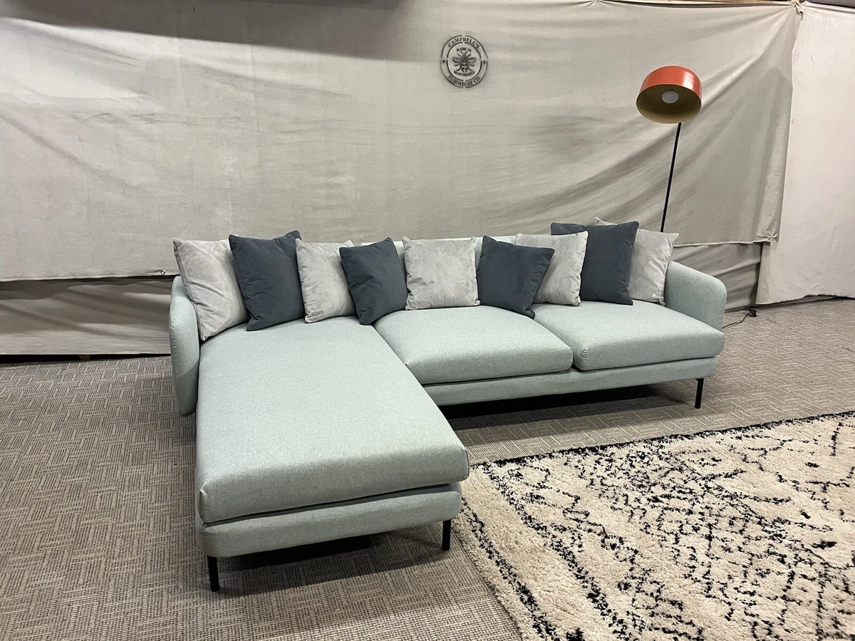 made Miro Corner Chaise Sofa in Light Aqua Green Blue RRP