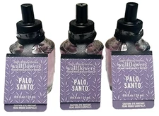 Bath Body Works PALO SANTO Wallflower Refill Bulbs Lot of 3 AMBER MUSK WOODS