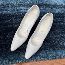 1950 s White Leather Snakeskin Trim Spiked Heels I Miller Size 7AAAA BEAUTIFUL