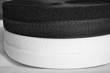 16MM, 20MM, 50MM HOOK OR LOOP FASTENING TAPE BLACK / WHITE VARIOUS METRES SEW ON