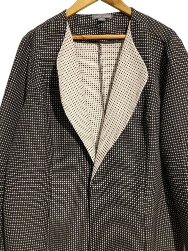 Jessica London 24W Black White Open Front Jacket Blazer 3x long line career - Picture 2 of 10