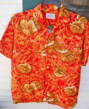 VINTAGE MEN'S 60'S MEN'S BRIGHT COLOR FLORAL PRINT HAWAIIAN SHIRT SZ MED HANALEI