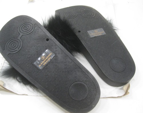 LILIANA NEW BLACK SLIP ON open toe FURRY sandal Woman Size 9 - Picture 4 of 4
