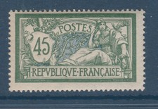France timbre 1907 type Merson 45c vert et bleu num 143 neuf ** TTB