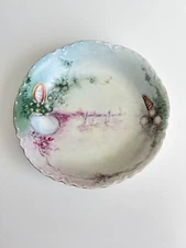 Antique Vintage Facon Bavaria Hand Painted Decorative Plate With Coastal Scene