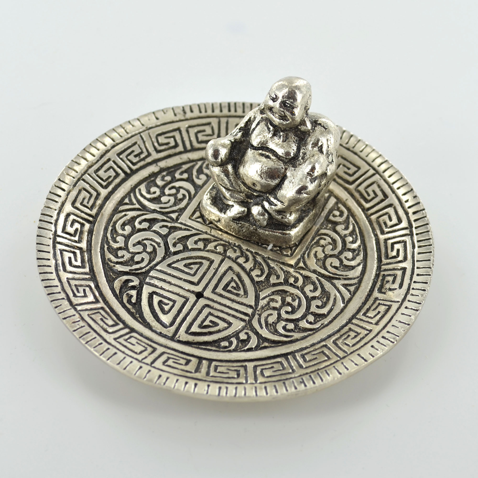 Pack Of Two Laughing Buddha Incense Plates 12cm