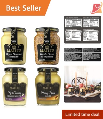 Mustard Variety Pack 4 Count 7 Oz Classic Flavors Ideal for Cooking & Dipping