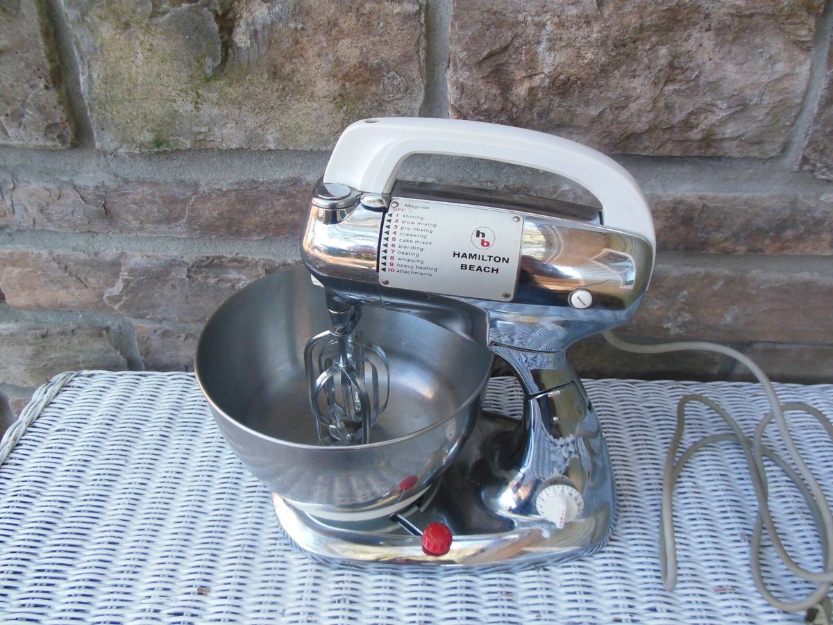 Hamilton Beach Model K 10-speed Chrome Stainless Stand Double Mixer W/ Bowl  Nice