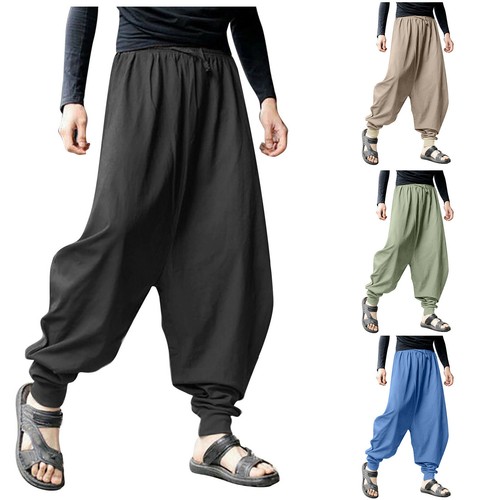 Men Retro Harem Loose Cotton Linen 