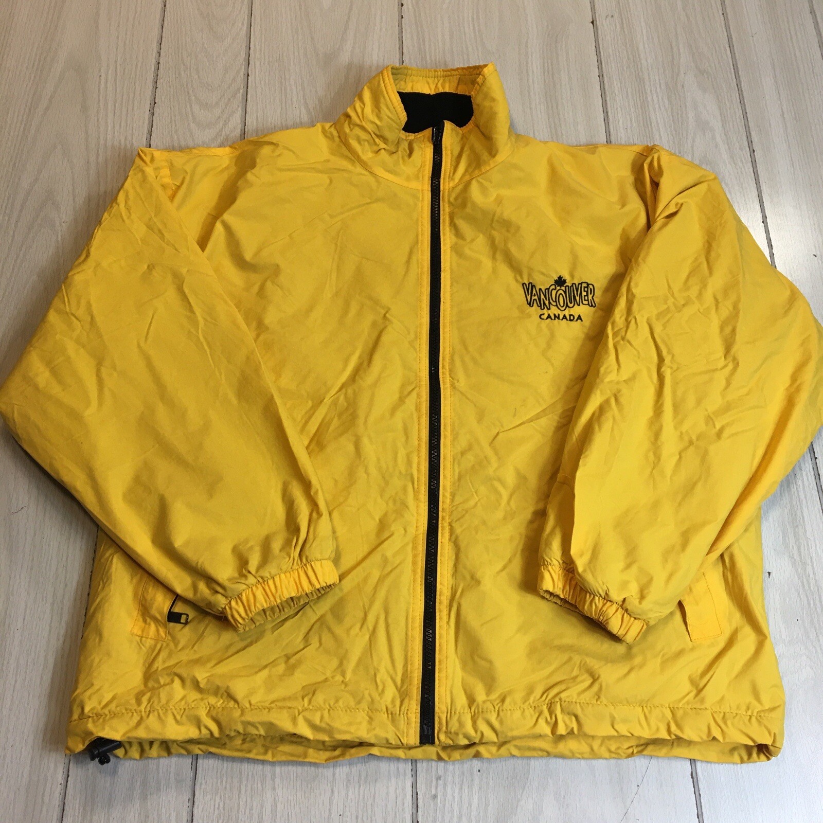 Vancouver Canada Mens Reversible Fleece Windbreaker Full Zip Jacket Yellow XL