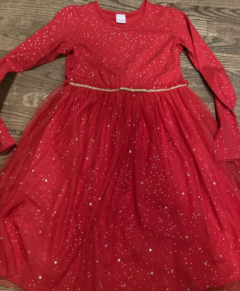 Vestido Hanna Andersson Niña Talla 12/150 Rojo Tul Dorado Brillo Navidad Foto 2 de 4