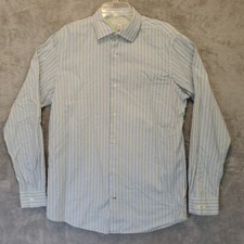 Banana Republic Dress Shirt Mens 16-16.5 L Blue Fitted Button Pin-Striped 539007