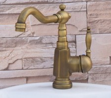 Antique Brass Bathroom Sink Faucet Basin Swivel Hot Cold Mixer Water Taps 2nf249