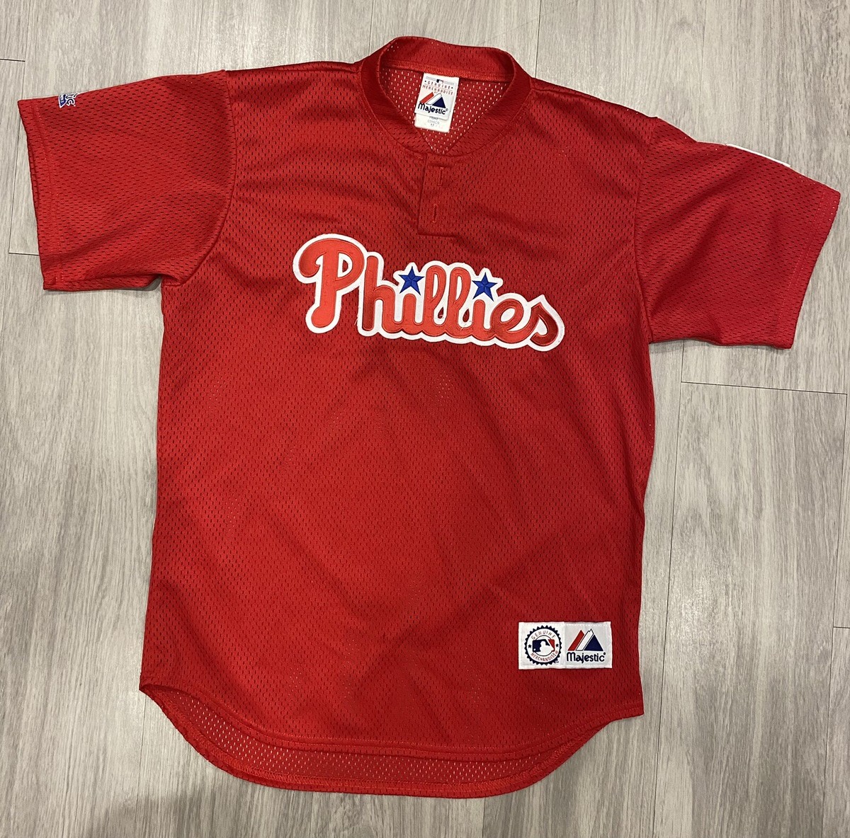 応援グッズ Philadelphia Phillies MAJESTIC JERSEY-T VTG Majestic Philadelphia Phillies Jersey NWOT Green XL Rare