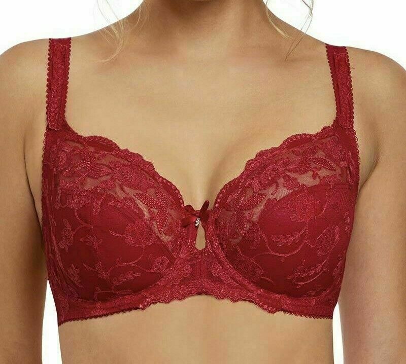 Sujetador Fantasie Sienna Rojo Encaje Talla 34E Con Aros Soporte Lateral Cobertura Completa 2672