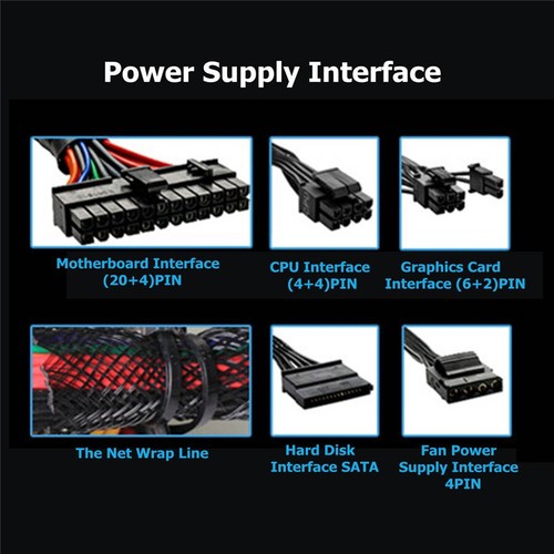 MAX 900W PC Computer Power Supply LED Fan 24P + 8P+ (6+2Pto6+2P)+3x 4Pin+6x SATA - Picture 8 of 12