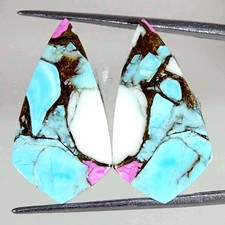 18.70Cts Cotton Candy Pink Copper Turquoise Fancy Pair Cabochon Loose Gemstone