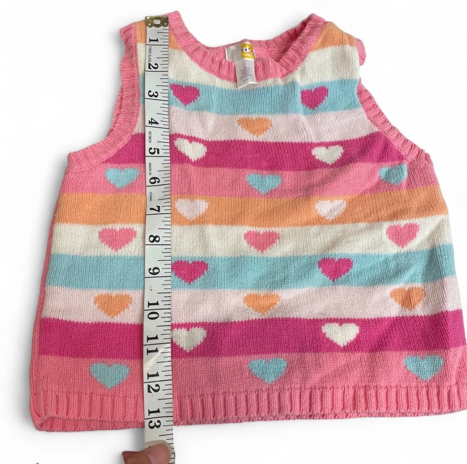Chaleco Suéter TKS Niños Rosa Multicolor Corazones Tejido Talla 3T Kidcore Preppy Foto 3 de 4
