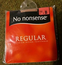 1 Pair No Nonsense Regular Premium Nylon Pantyhose BEIGE Reinforced Toe SIZE B