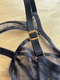 Agent Provocateur Iza Black Sheer Strappy Bra - Size 34D (RRP &pound;145)