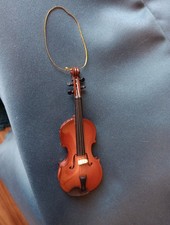 Miniature Wooden Violin with metal strings Ornament