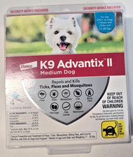 K9 Advantix II Medium Size Dog Ticks Fleas Mosquitoes 4 Monthly Doses 3724